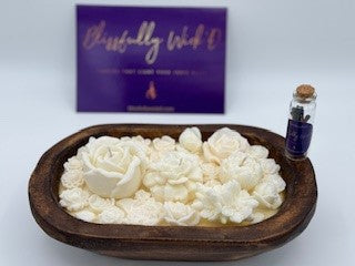 Flowerbed Soy Candle In a Wooden Bowl