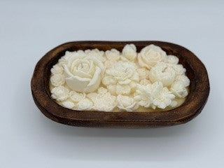 Flowerbed Soy Candle In a Wooden Bowl